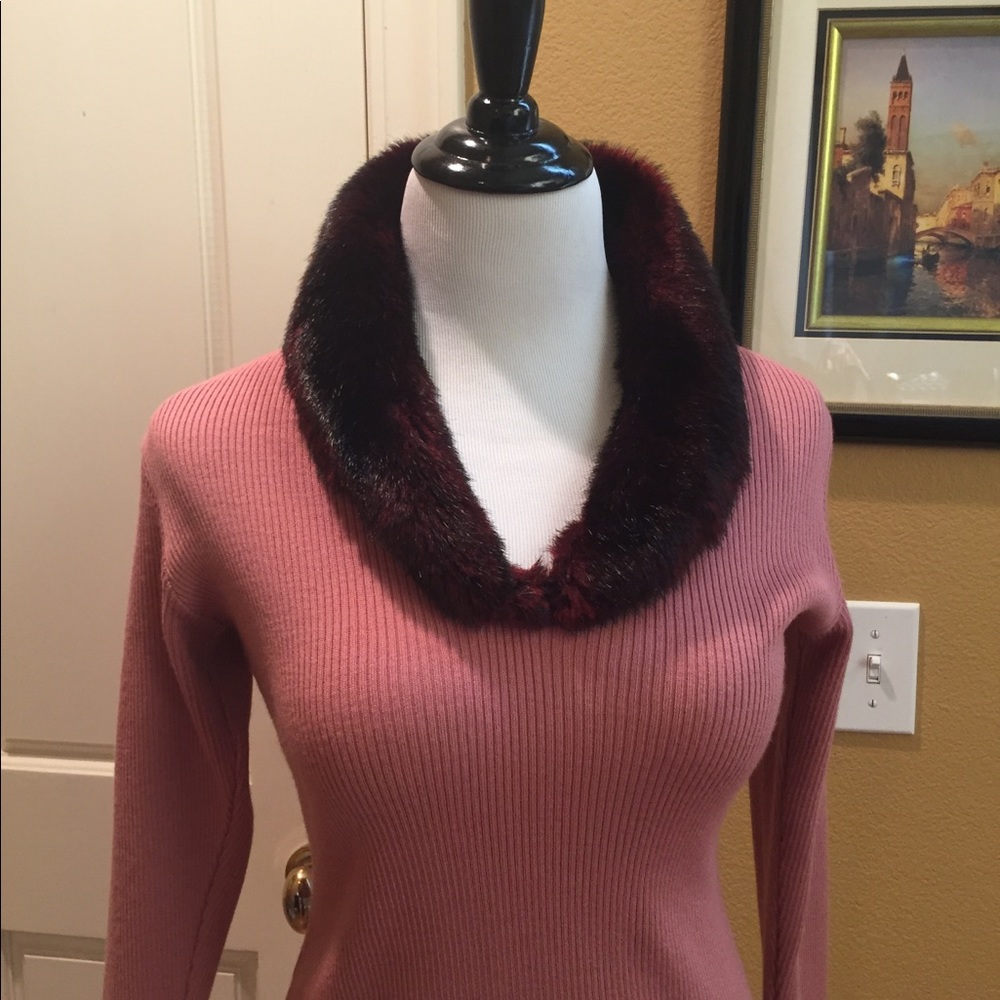 Gorgeous fake fur trim sweater